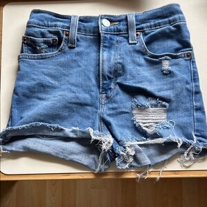 Levi's Classic Blue Ripped Jean Shorts